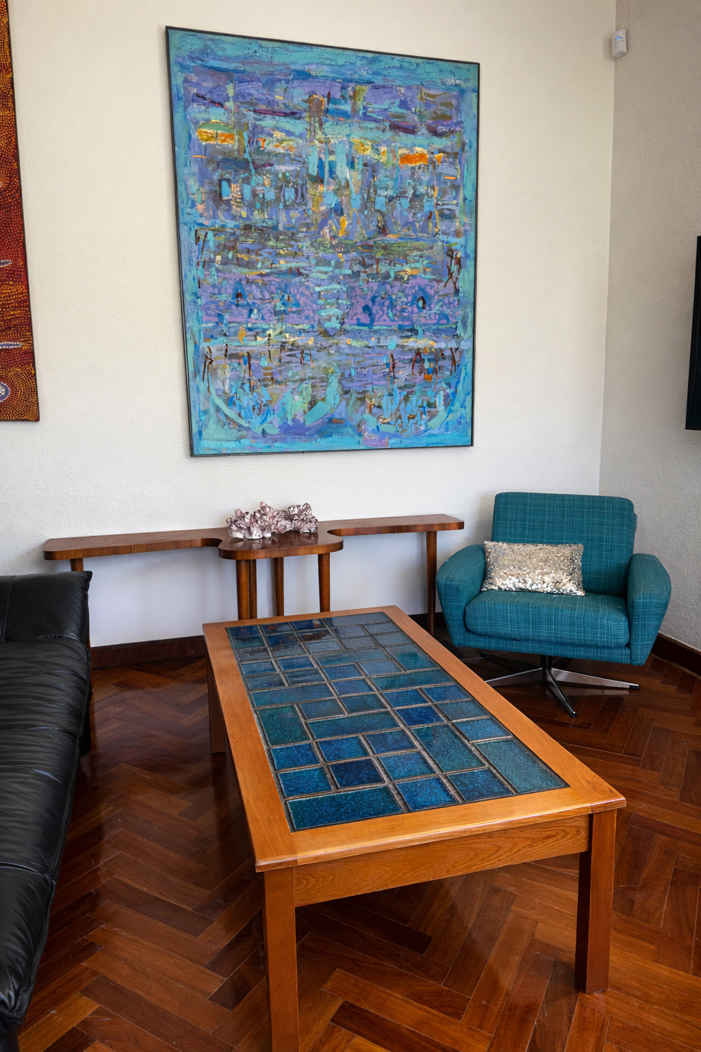 Turquoise Tile Coffee Table with Solid Timber Frame | c.1960s–70s, Parker
