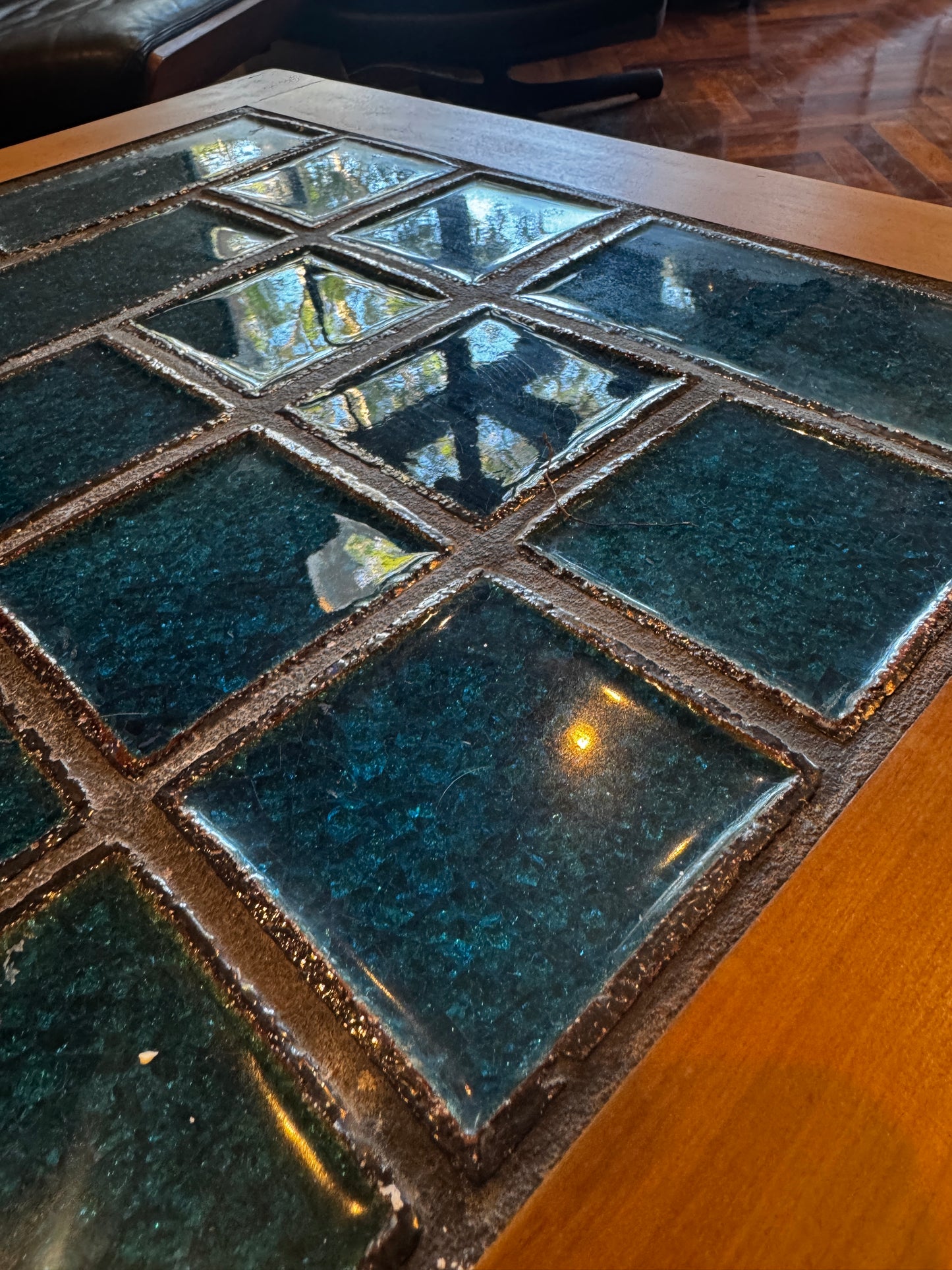 Turquoise Tile Coffee Table with Solid Timber Frame | c.1960s–70s, Parker