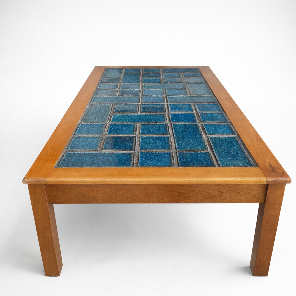 Turquoise Tile Coffee Table with Solid Timber Frame | c.1960s–70s, Parker