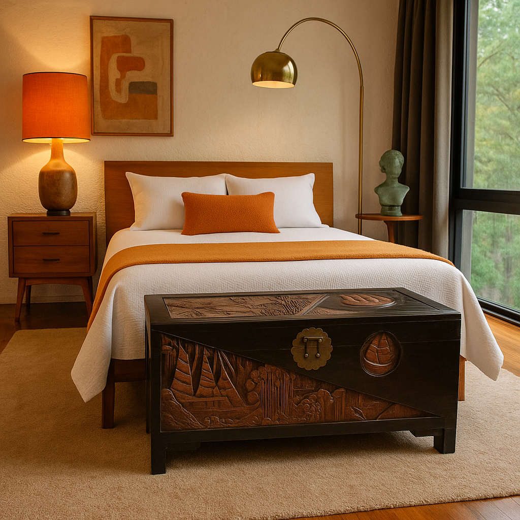 Hand-Carved Chinese Camphor Wood Chest