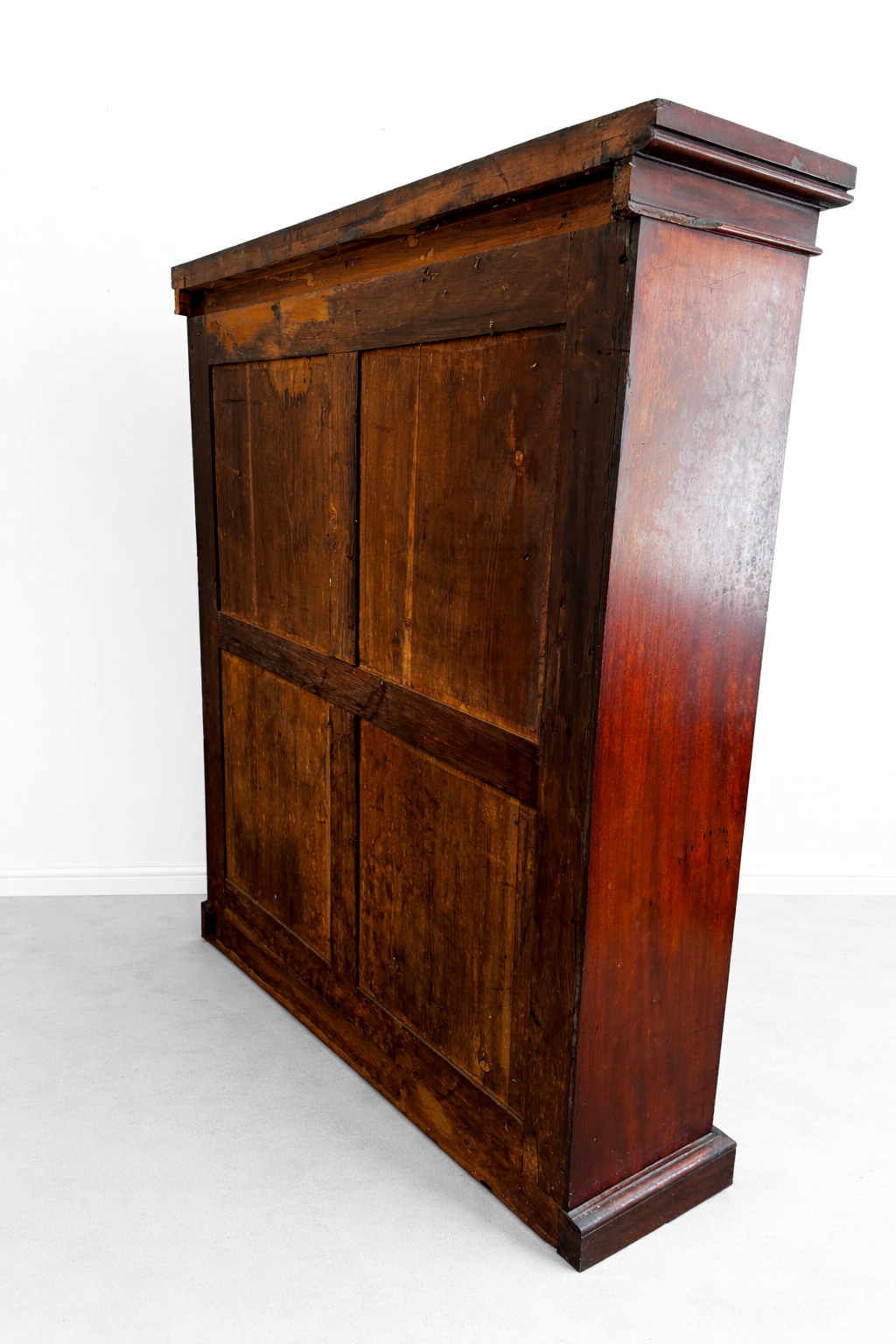 Antique Mahogany Bookcase with Stepped Waterfall Cornice