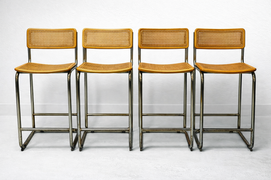 Set of Four Italian Cesca Kitchen Counter Stools, 1970s