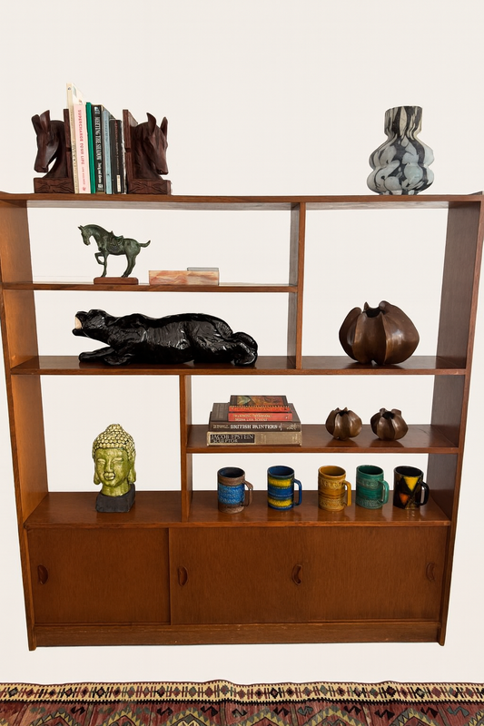 Australian Mid Century Solid Teak Bookcase with storage