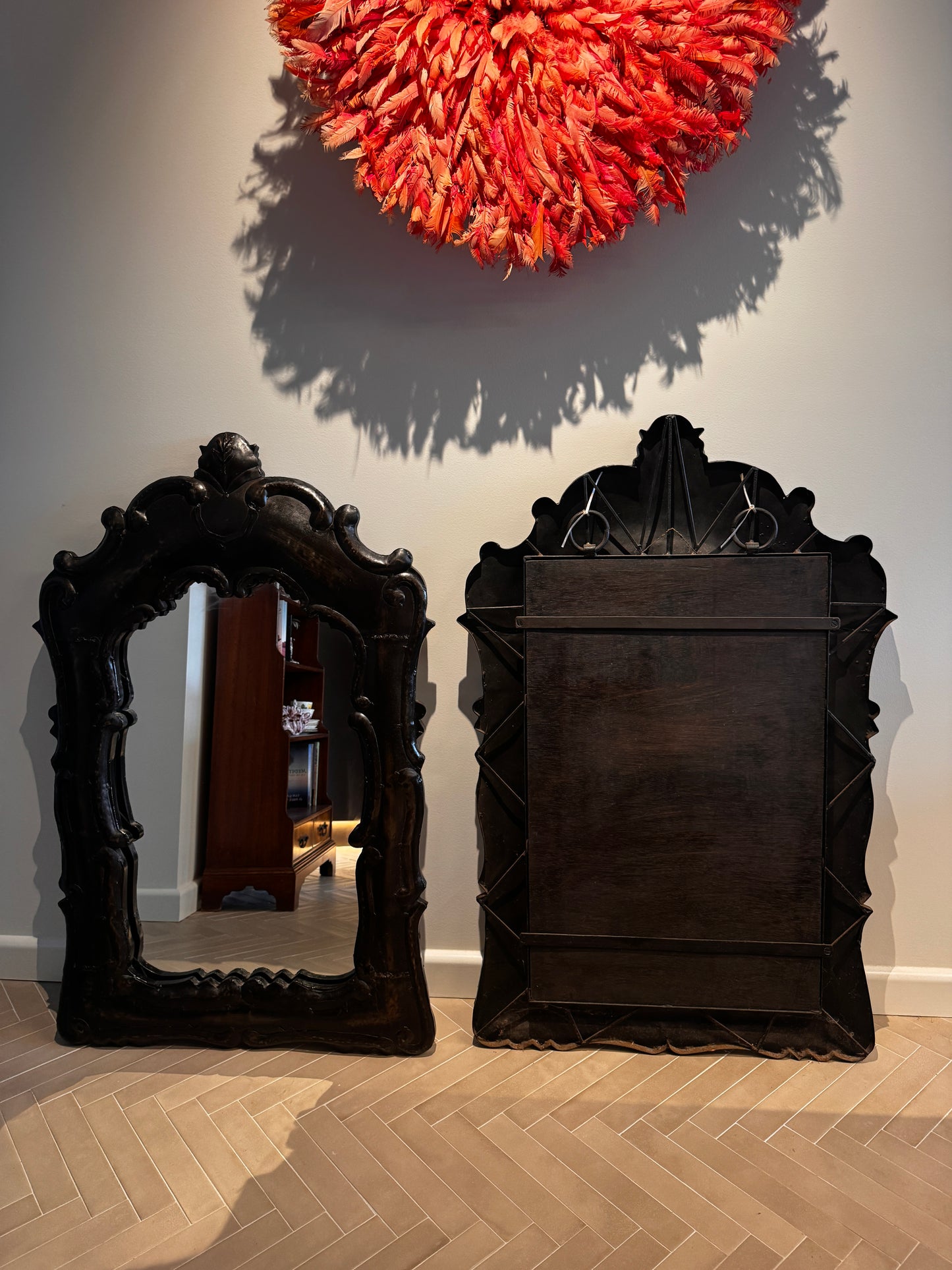 Vintage Sculptural Metal Wall Mirror