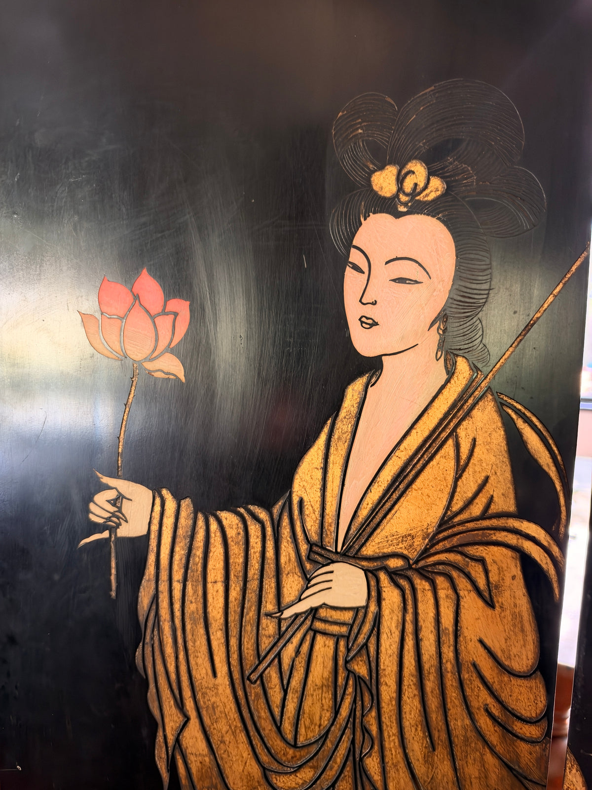 1950s Chinese Four-Panel Folding Screen