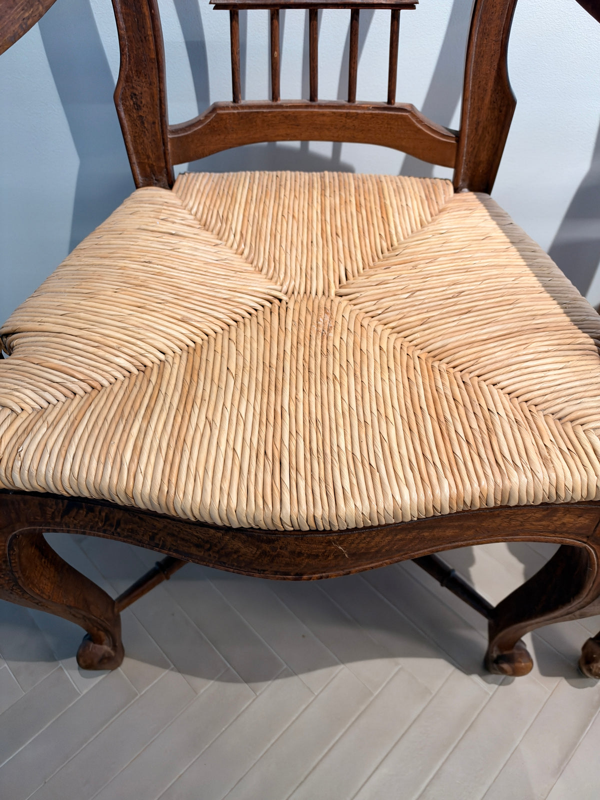 Pair of English Regency-Style Rush-Seated Armchairs