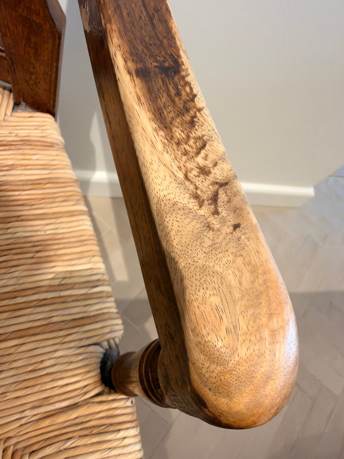 Pair of English Regency-Style Rush-Seated Armchairs