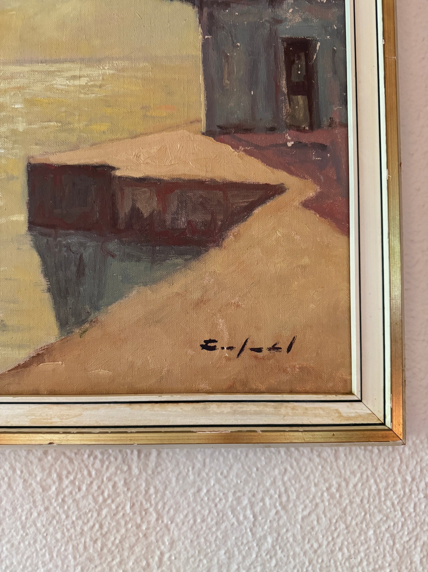 Original, signed, mid century painting "Venetian scene"