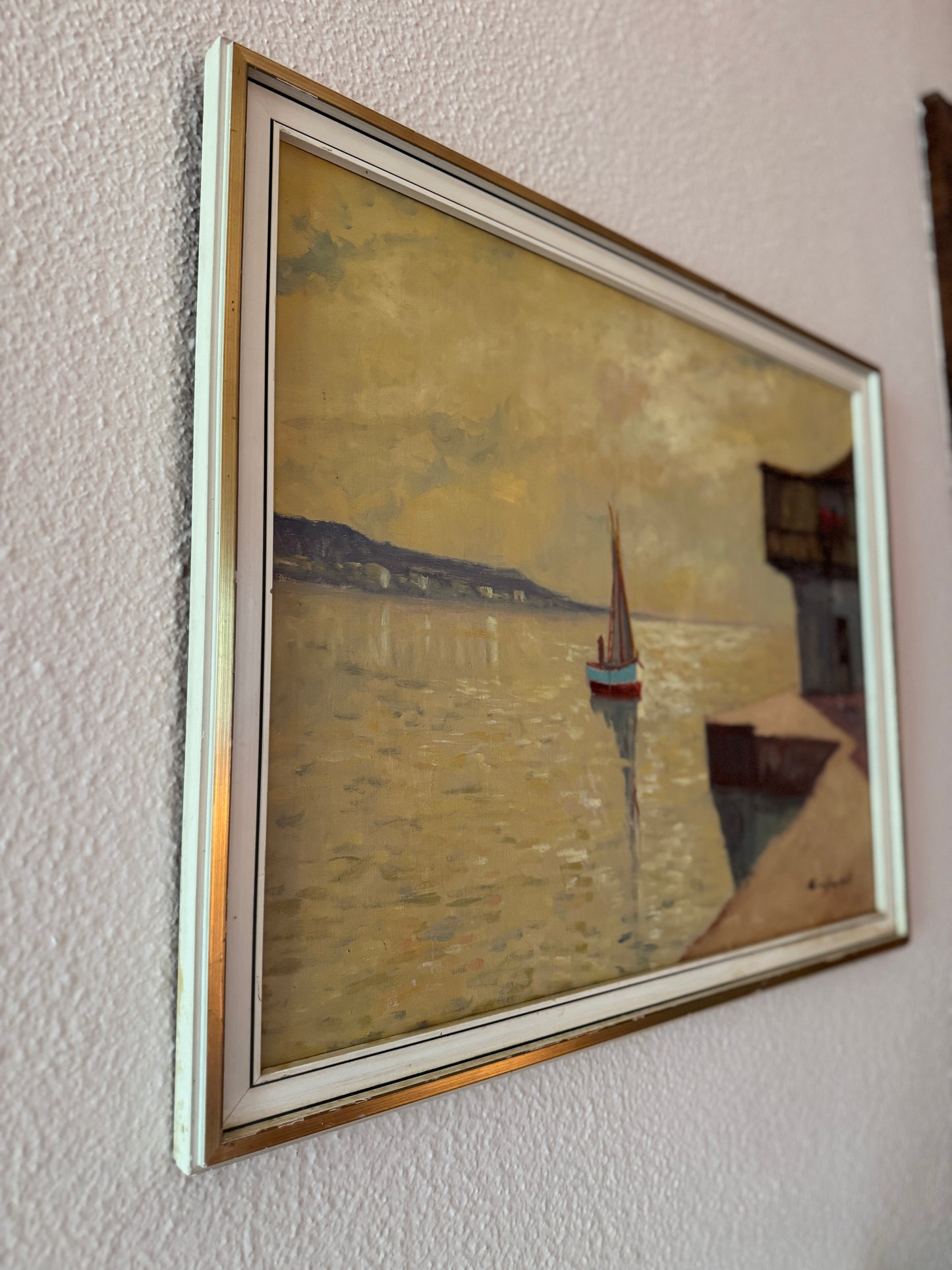 Original, signed, mid century painting "Venetian scene"