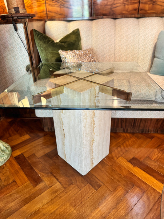 Vintage Italian travertine side tables by Artedi