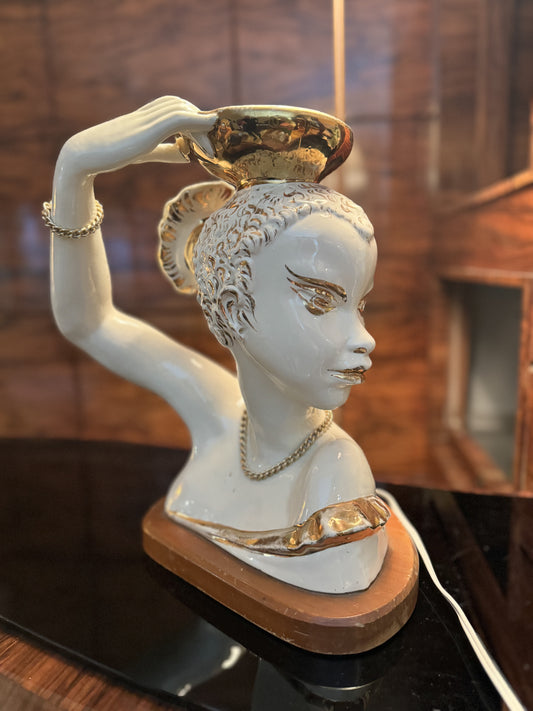 1950s Italian Ceramic lady lamp
