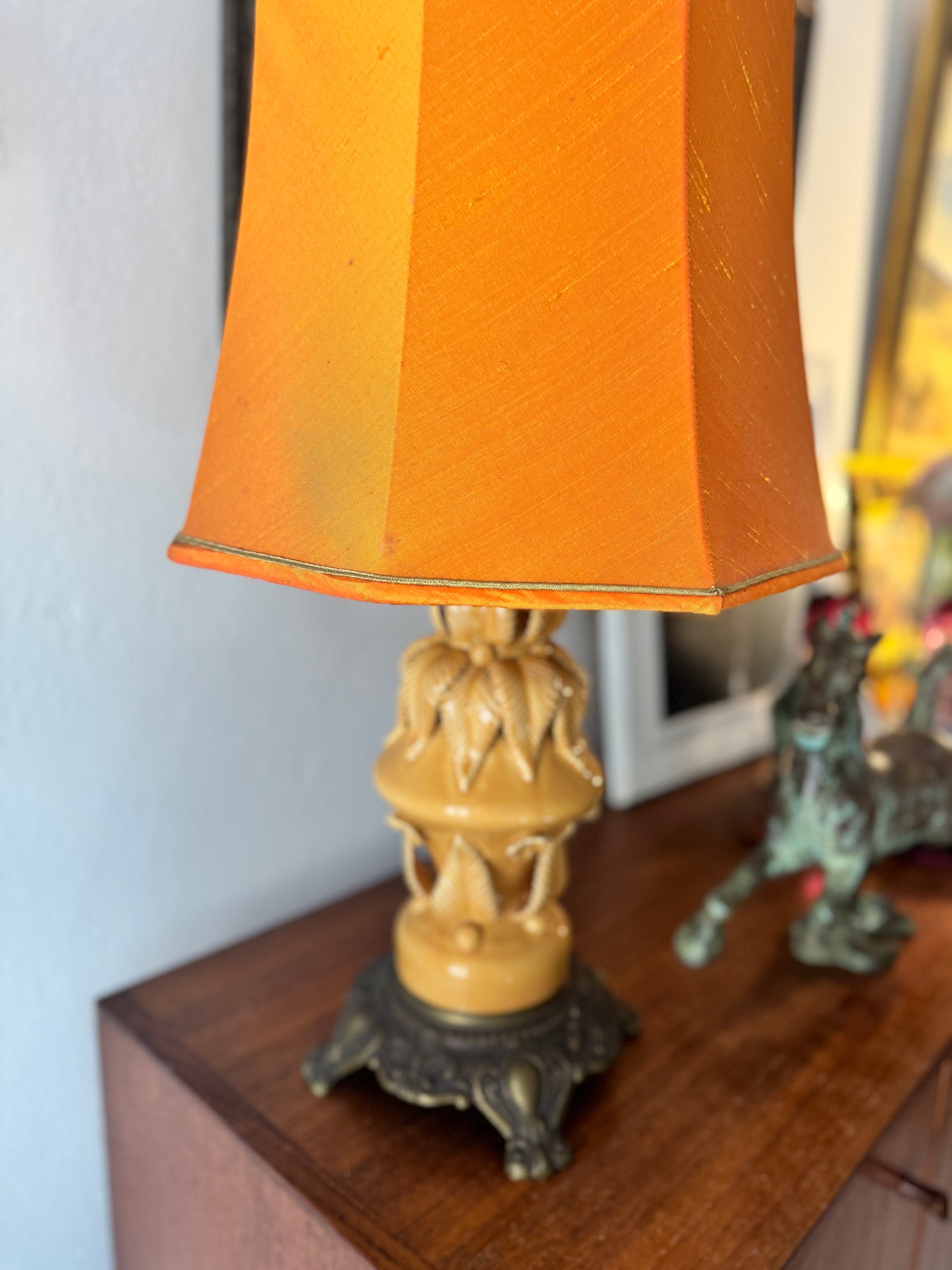 1960s Casa Pupo Yellow lamp with matching original shade