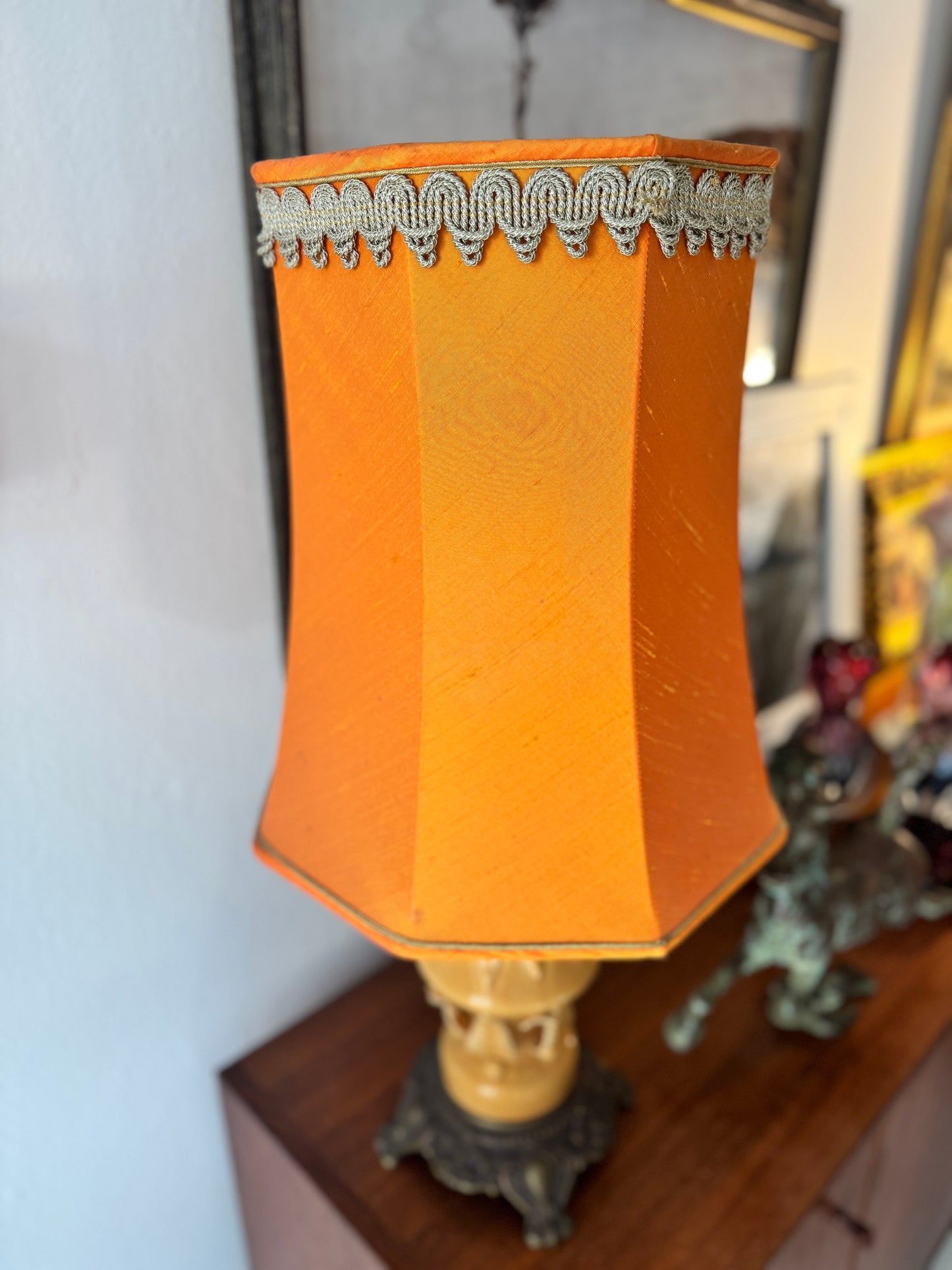 1960s Casa Pupo Yellow lamp with matching original shade