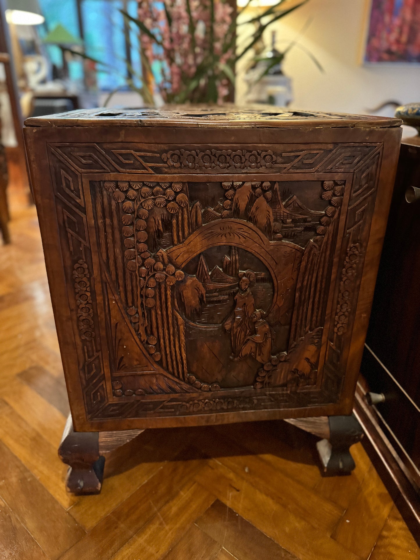 Antique Chinese Export Carved Chest of Drawers