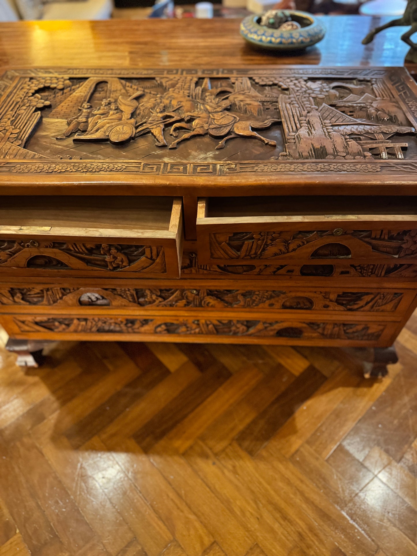 Antique Chinese Export Carved Chest of Drawers