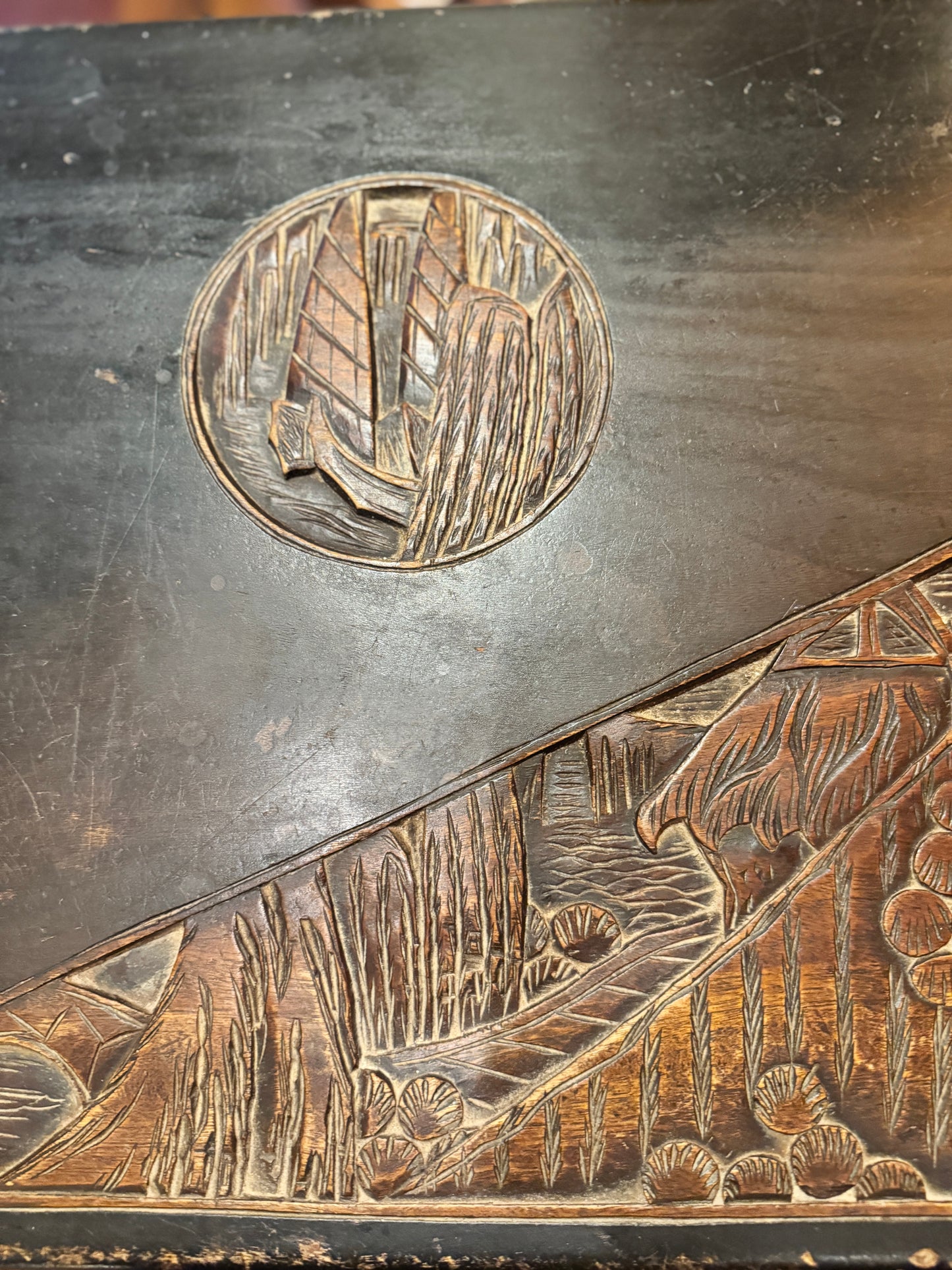 Hand-Carved Chinese Camphor Wood Chest