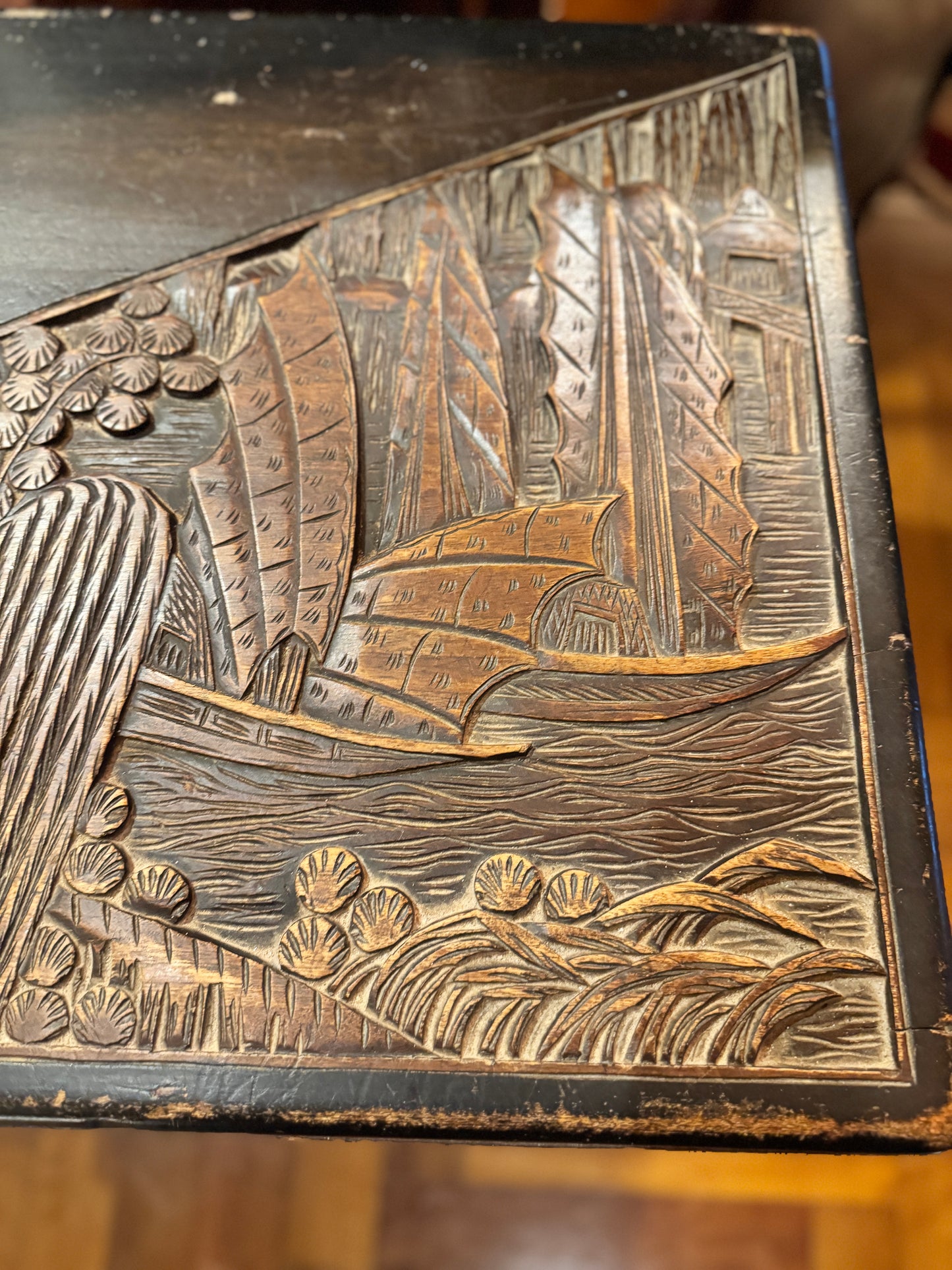 Hand-Carved Chinese Camphor Wood Chest