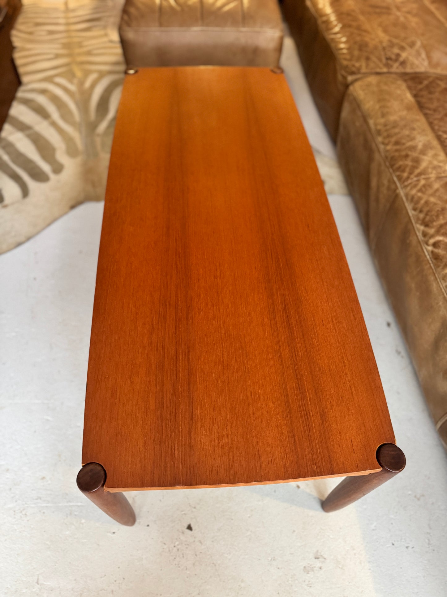 Danish Deluxe Reversible Coffee Table – Teak & Black Vinyl, 1960s