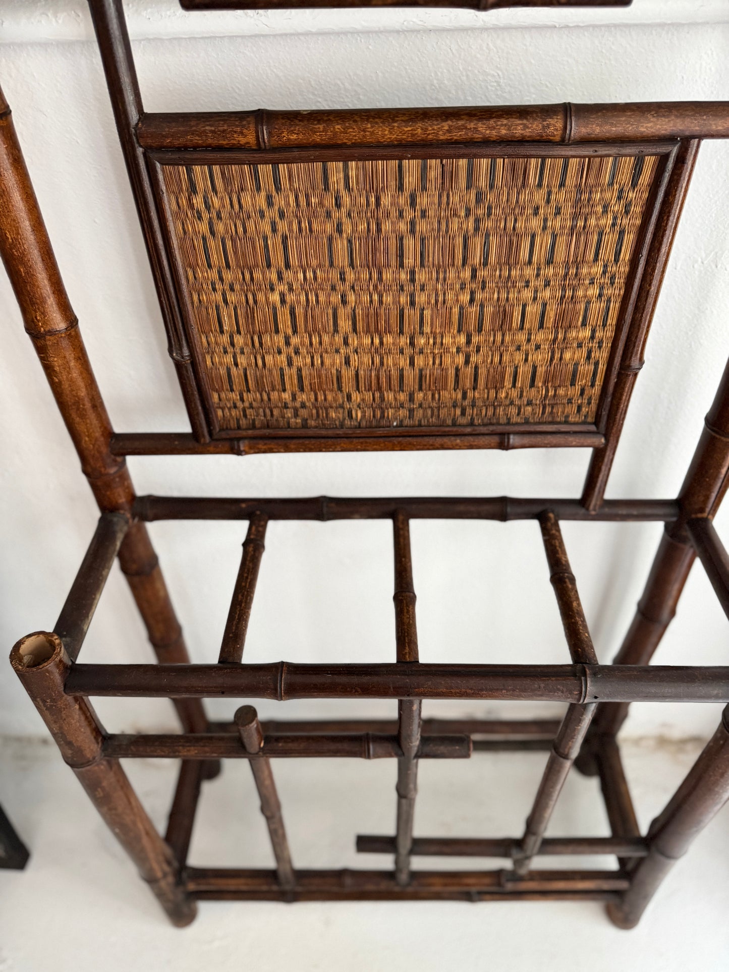 Antique French bamboo hall and umbrella stand