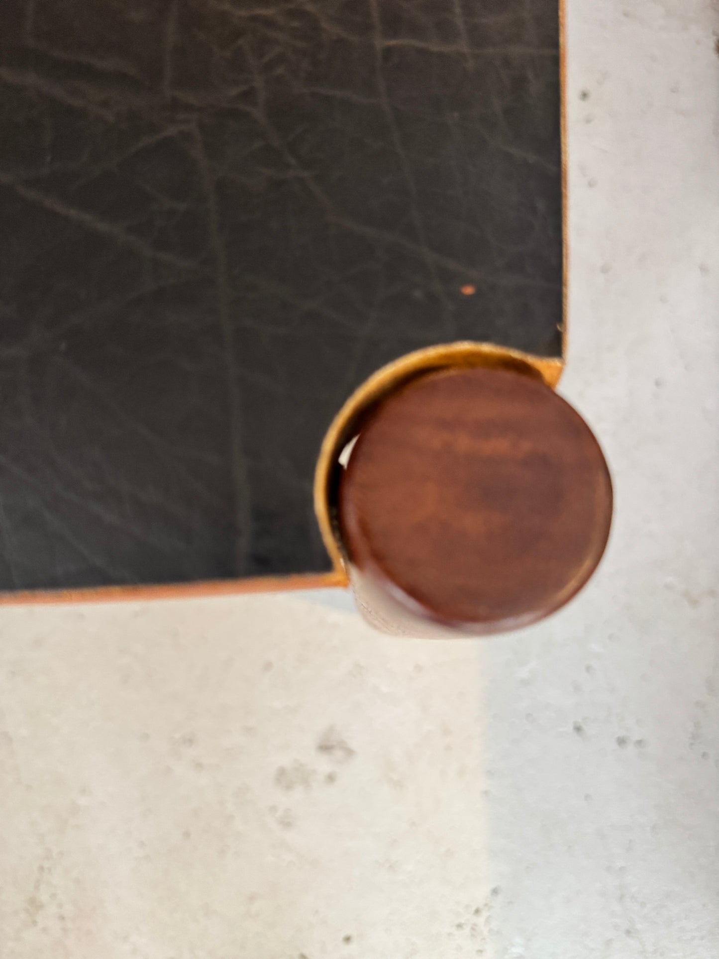 Danish Deluxe Reversible Side Table – Teak & Black Vinyl, 1960s
