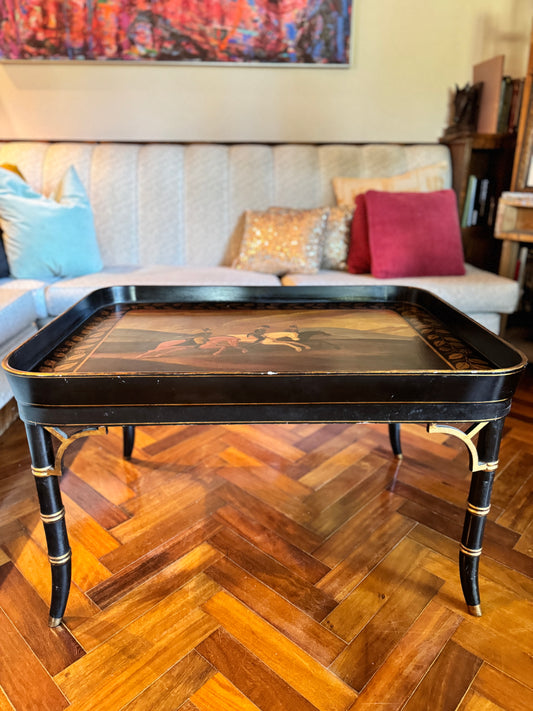 Regency style faux bamboo ebonised wood table