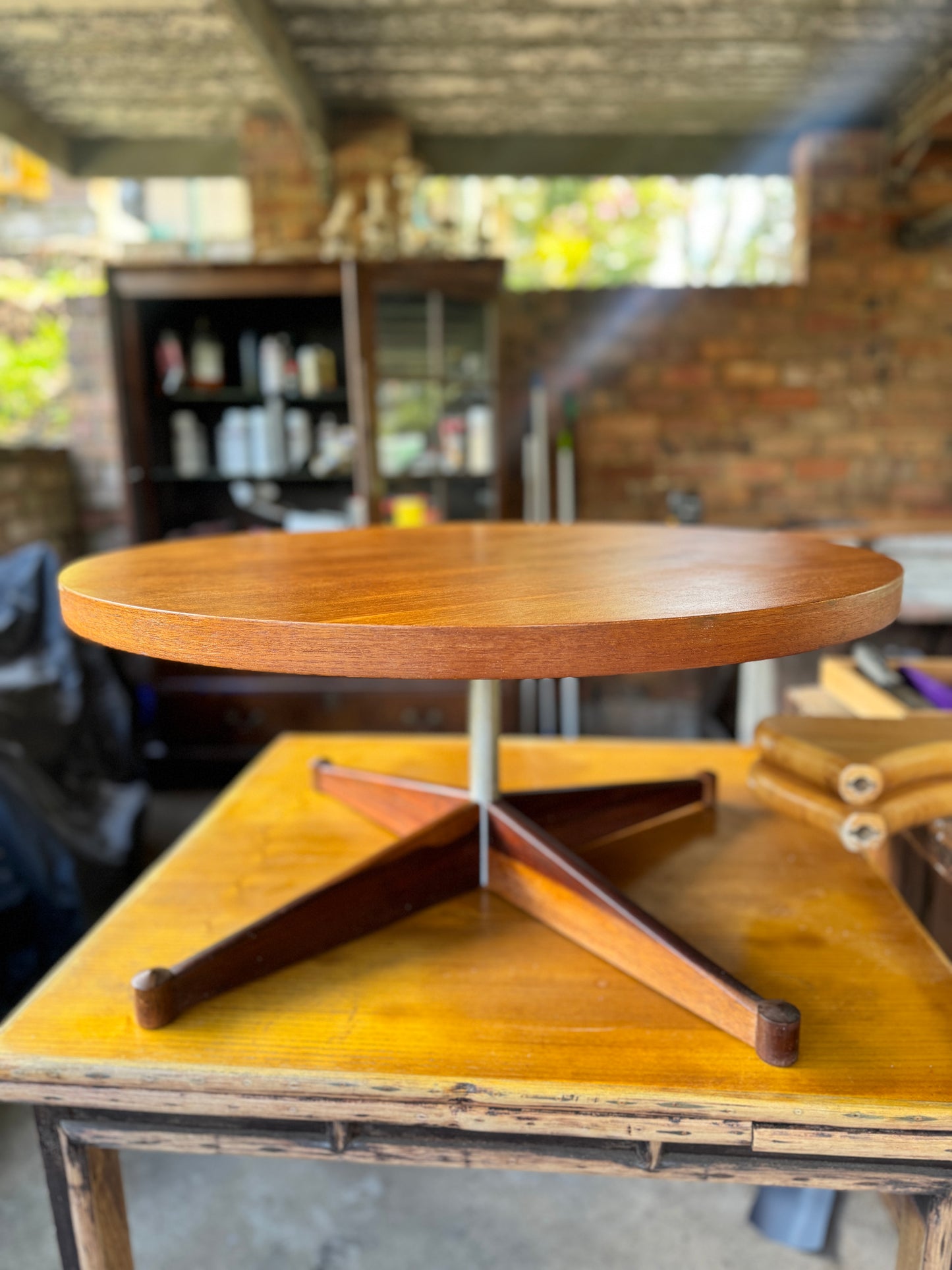 Mid-Century Round Coffee Table on Rosewood Star Base