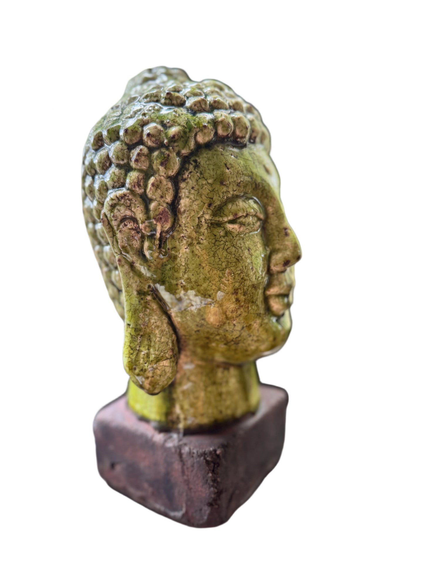 Handmade Ceramic glazed Buddha on base