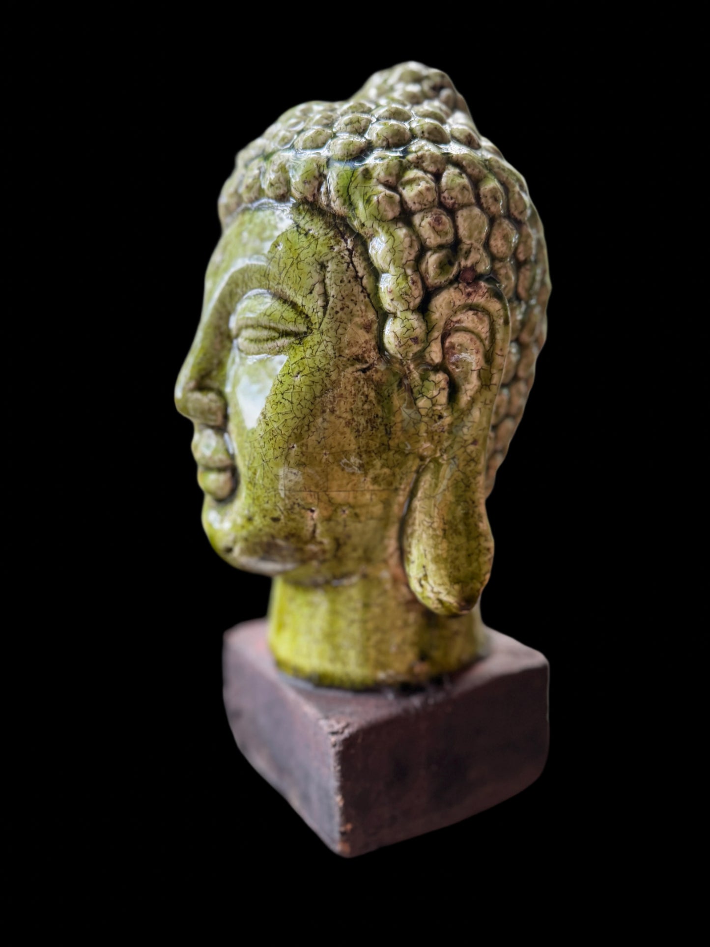 Handmade Ceramic glazed Buddha on base
