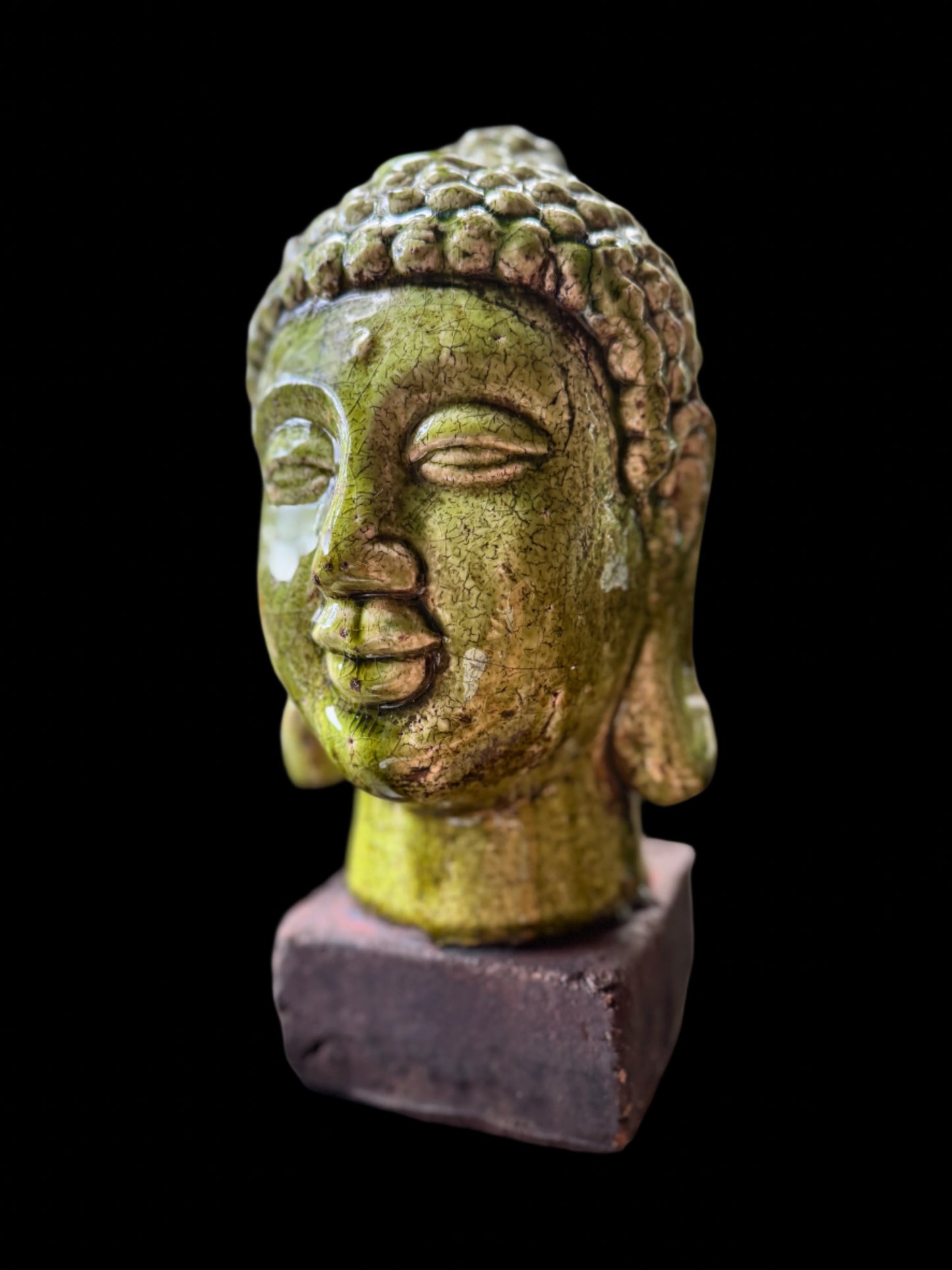 Handmade Ceramic glazed Buddha on base