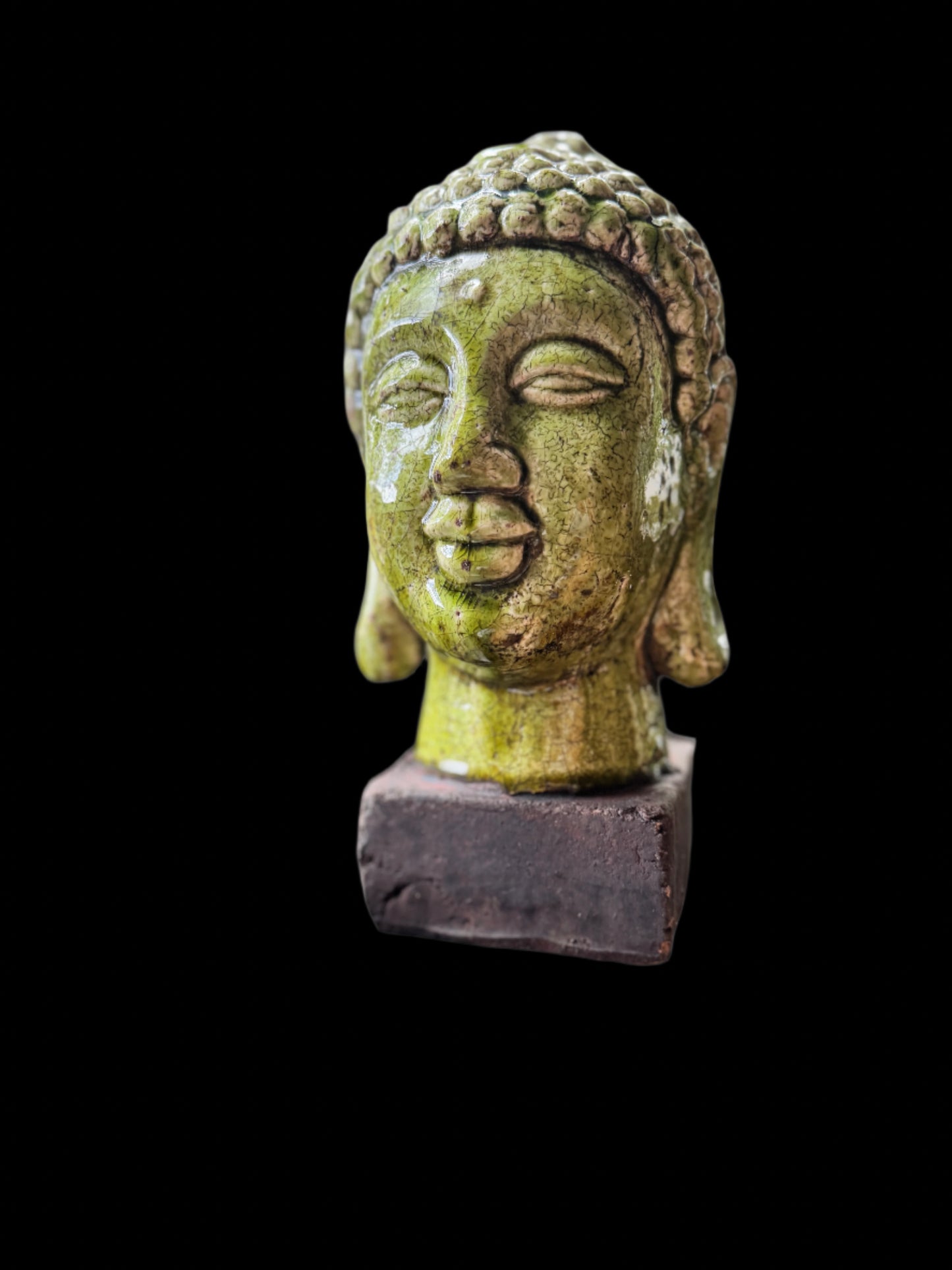 Handmade Ceramic glazed Buddha on base