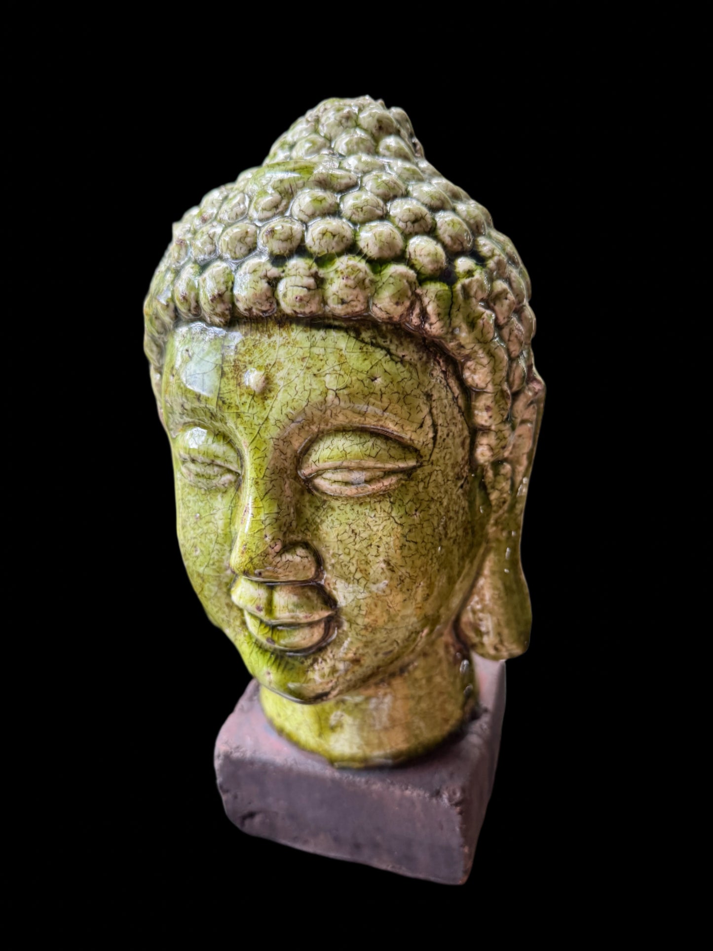 Handmade Ceramic glazed Buddha on base