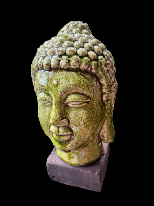Handmade Ceramic glazed Buddha on base