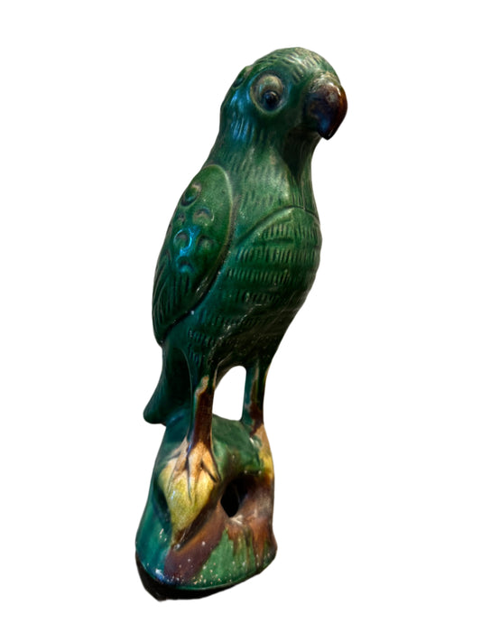 19TH CENTURY CHINESE SANCAI FIGURAL PARROT INCENSE BURNER