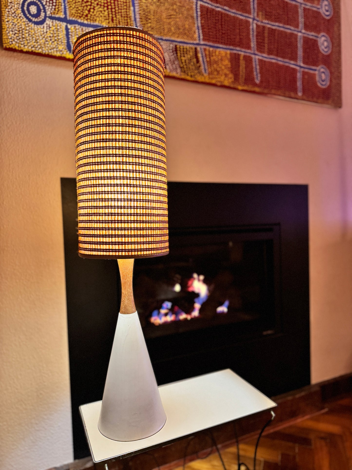 Lyndale teak and ceramic lamp