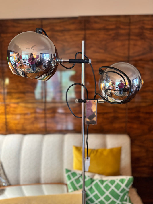 Chrome double eyeball floor lamp