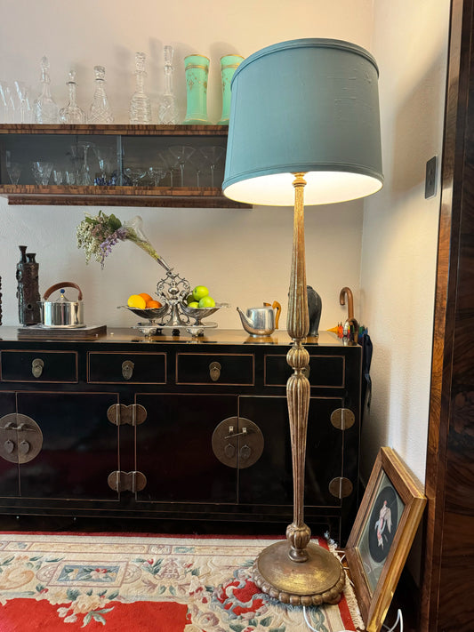 19th Century French hand carved gilt wood floor lamp