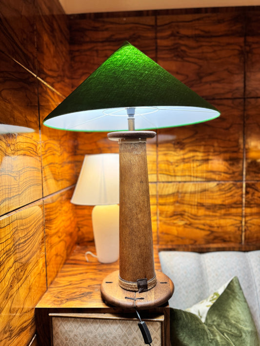 Pacific Green Messina lamp with green fabric conical shade