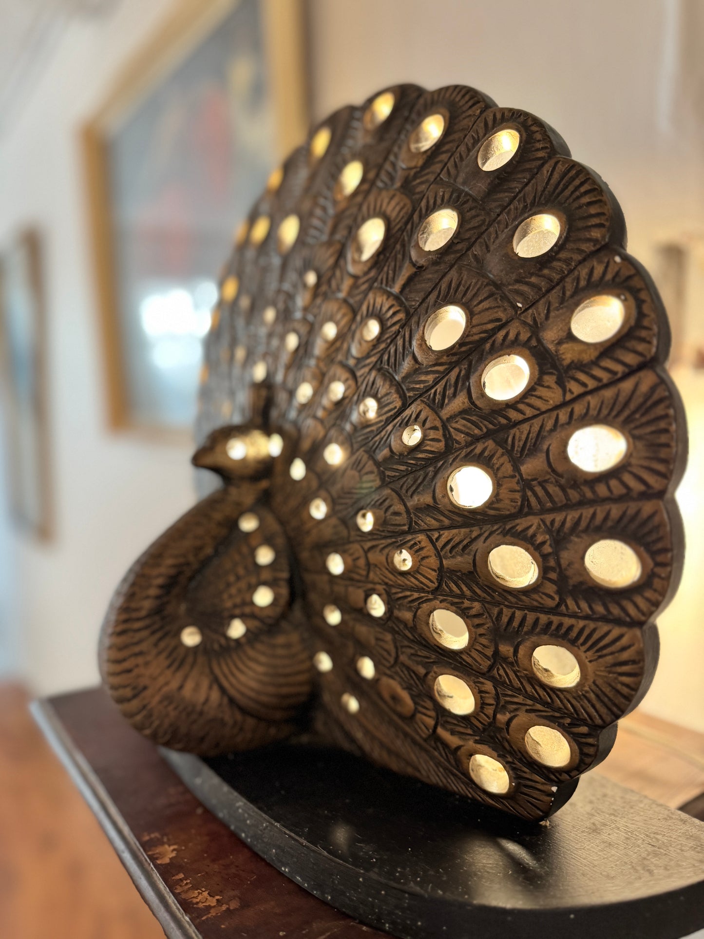 Vintage Takacs Studio ceramic Peacock lamp