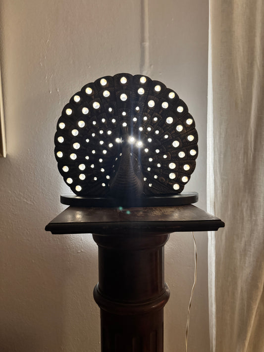 Vintage Takacs Studio ceramic Peacock lamp