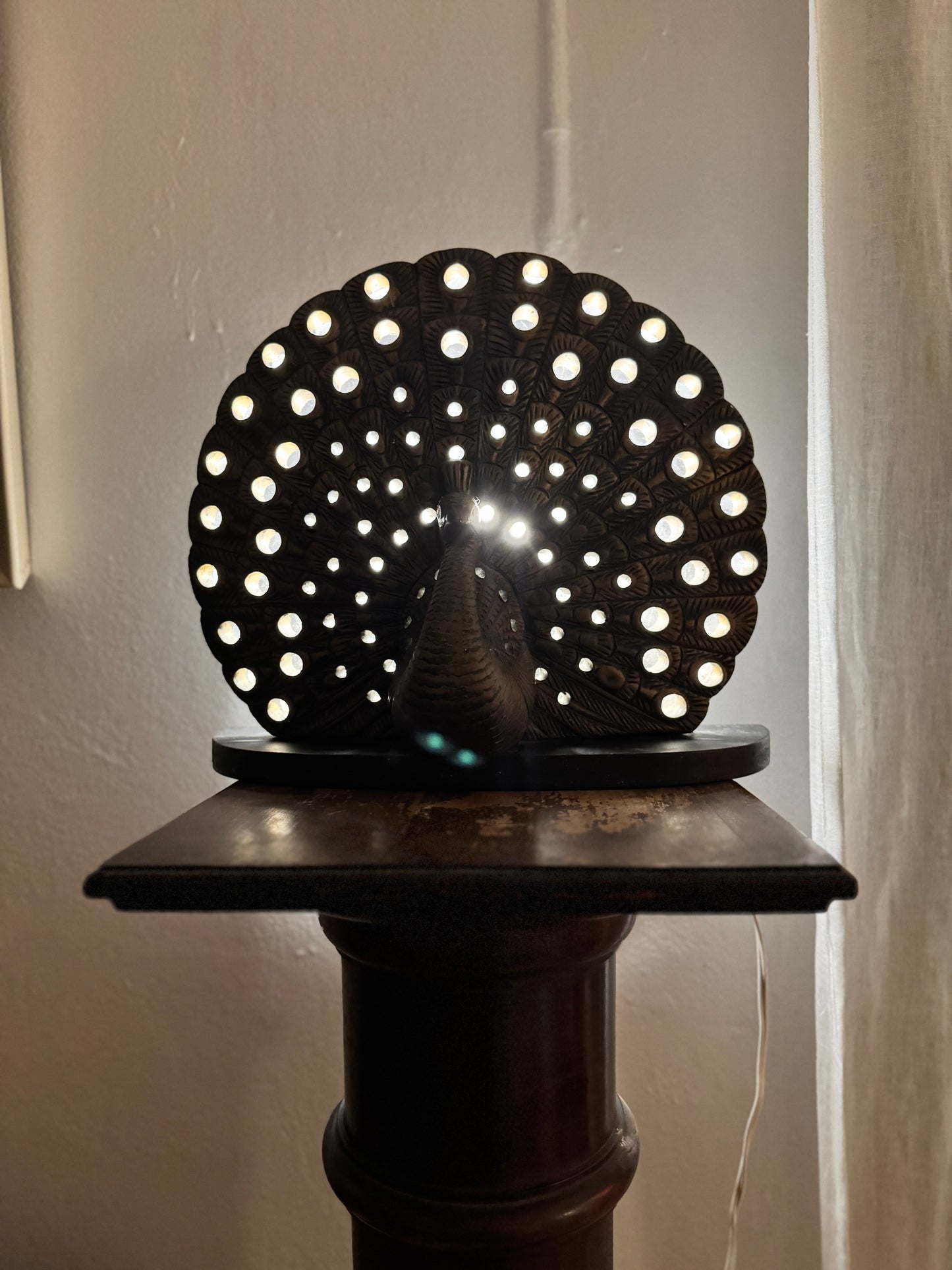 Vintage Takacs Studio ceramic Peacock lamp