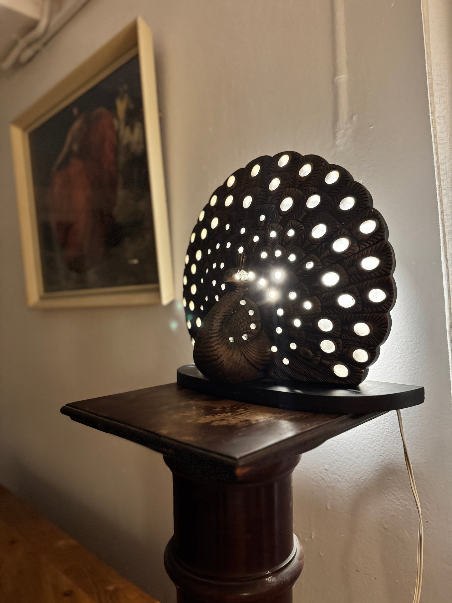 Vintage Takacs Studio ceramic Peacock lamp